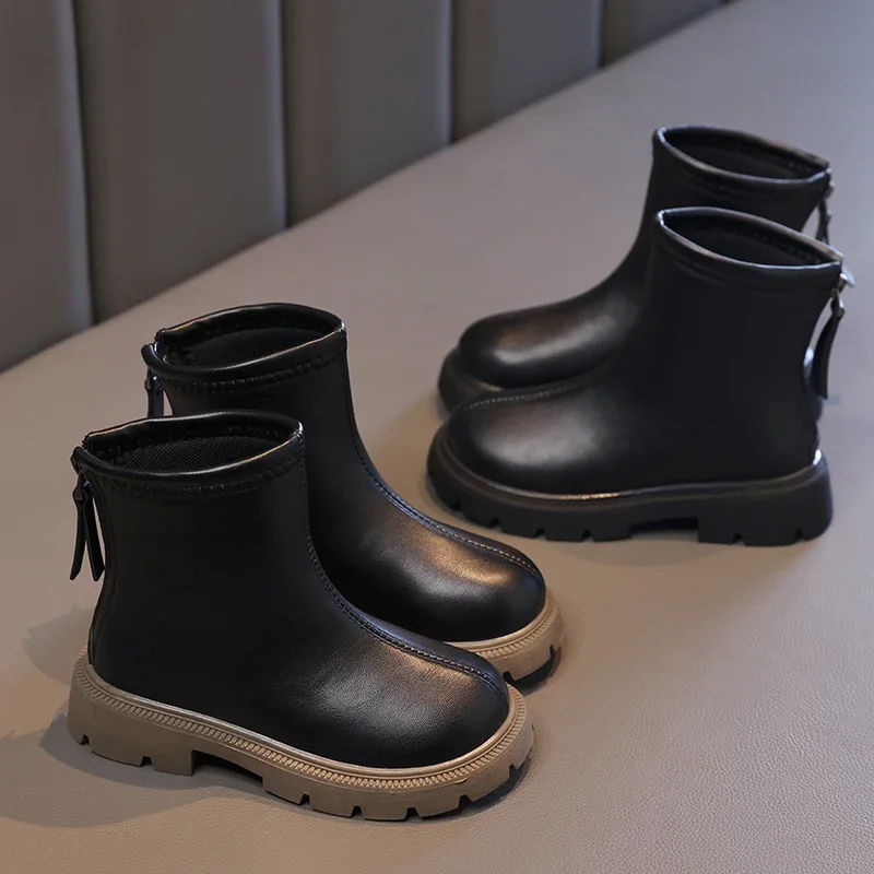 Children Short Boots for Girls Boys Autumn Winter New Fashion British Style Soft Comfortable Anti-slippery Versatile Shoes