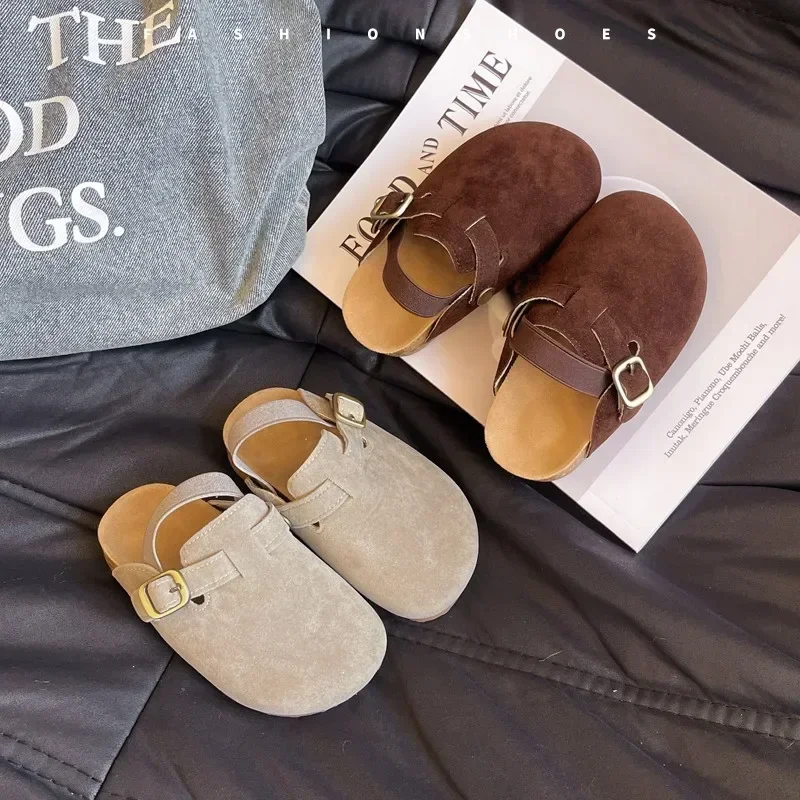 New Girl Boy One Step Flat Bottom Baotou Half Slippers Children Summer Outwear Round Head Half Slippers Lazy Shoes